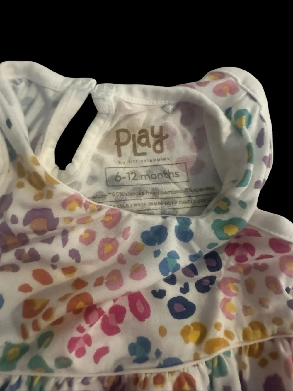 Little Sleepies 6-12m Rainbow Leopard Bubble Romper
